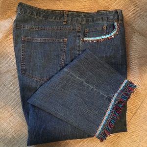 Ruby Rd. Jeans. Embellished pockets and hem.